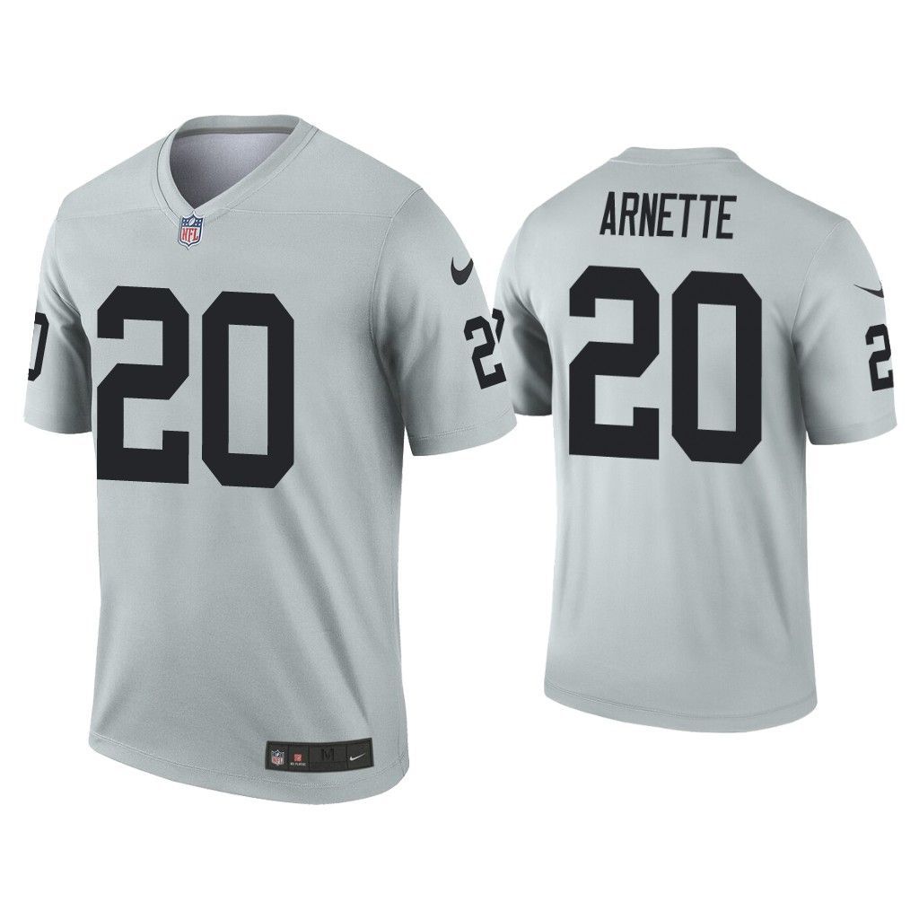 Men Oakland Raiders #20 Damon Arnette Nike Grey Silver Inverted Legend NFL Jersey